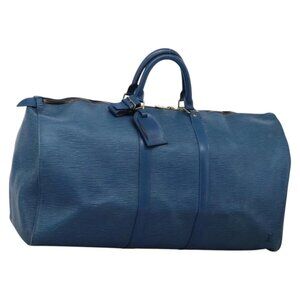 LOUIS VUITTON Epi Keepall 55 Boston Bag Toledo Blue M42955 LV Auth BD1153